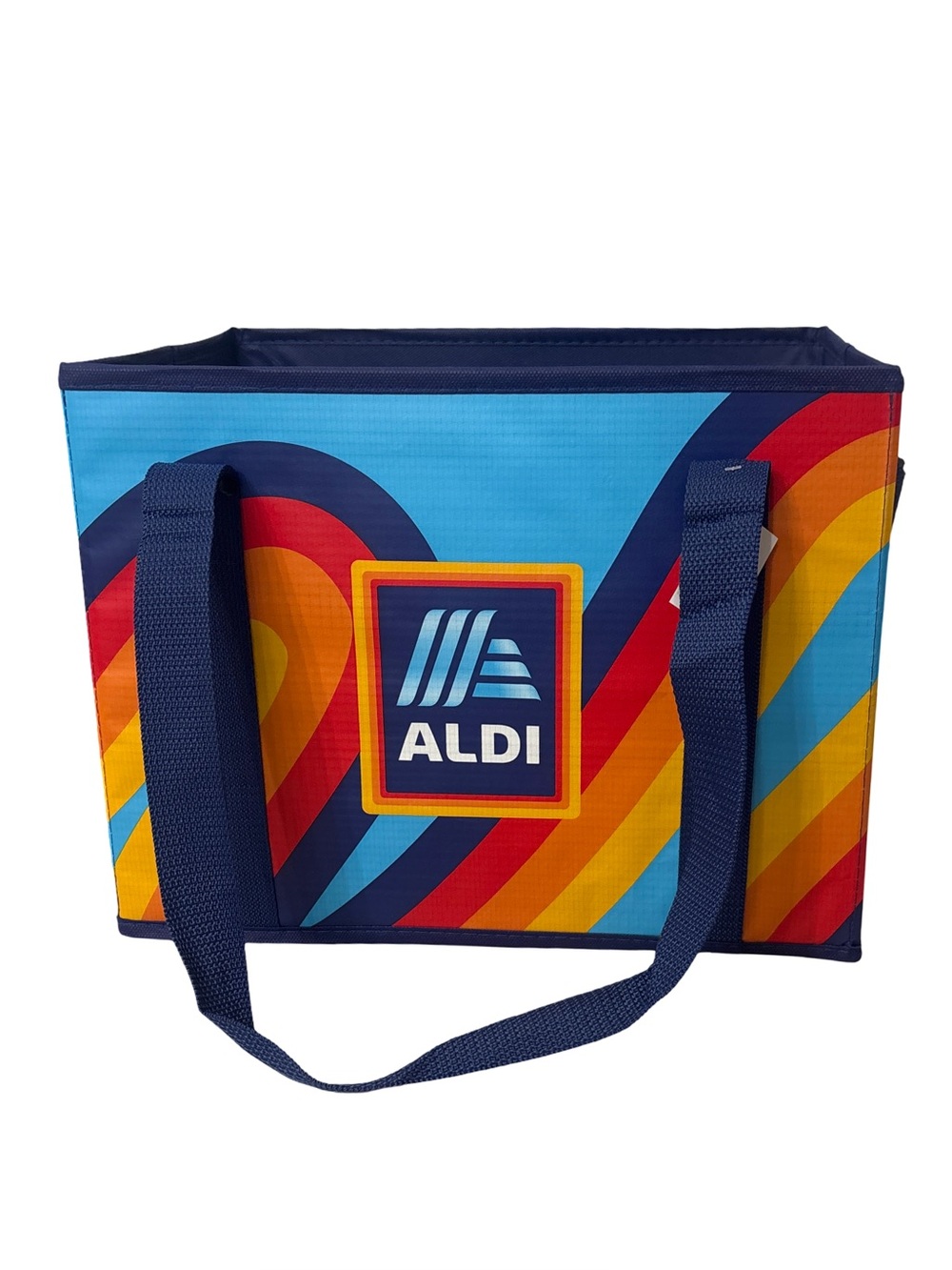 ALDI Collapsible Grocery Shopping Bag Box Picnic Reusable 14x10x11 Blue Navy Red